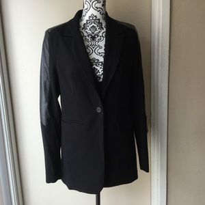 Black blazer with faux leather detail